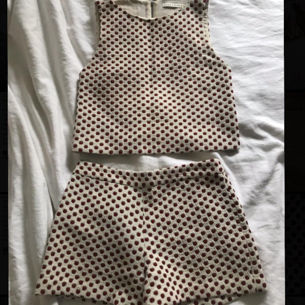 Alice and Olivia two piece polka dot set